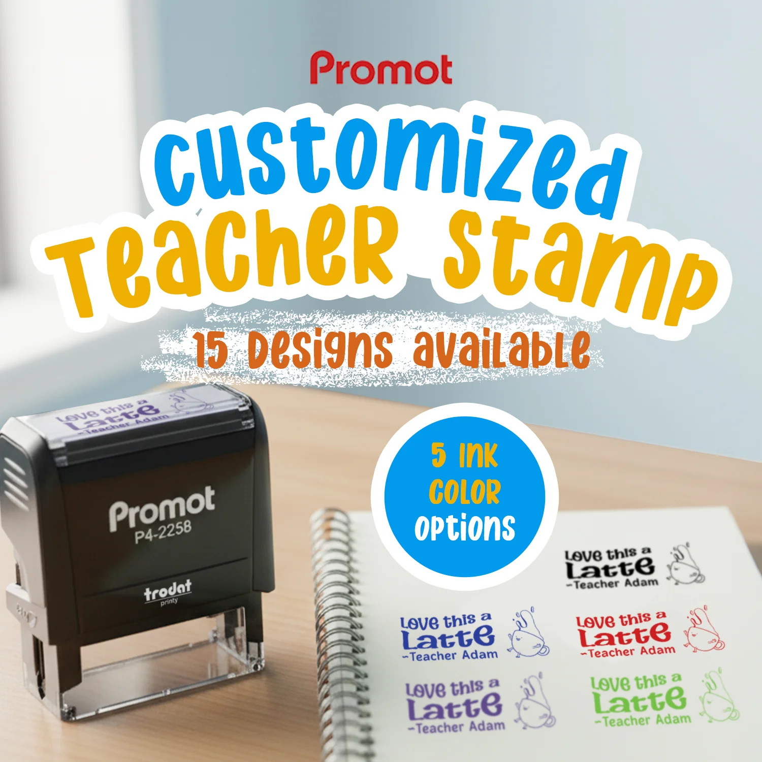 Teacher Custom Rubber Stamp "Love This a Latte" - Large